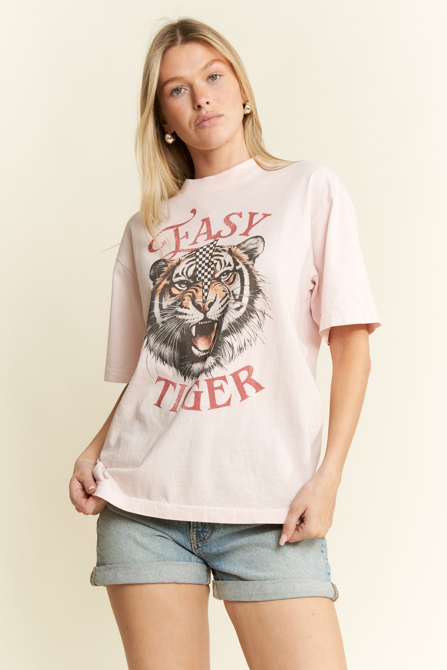 EASY TIGER GRAPHIC ROUND NECK SHORT SLEEVE T-SHIRT
