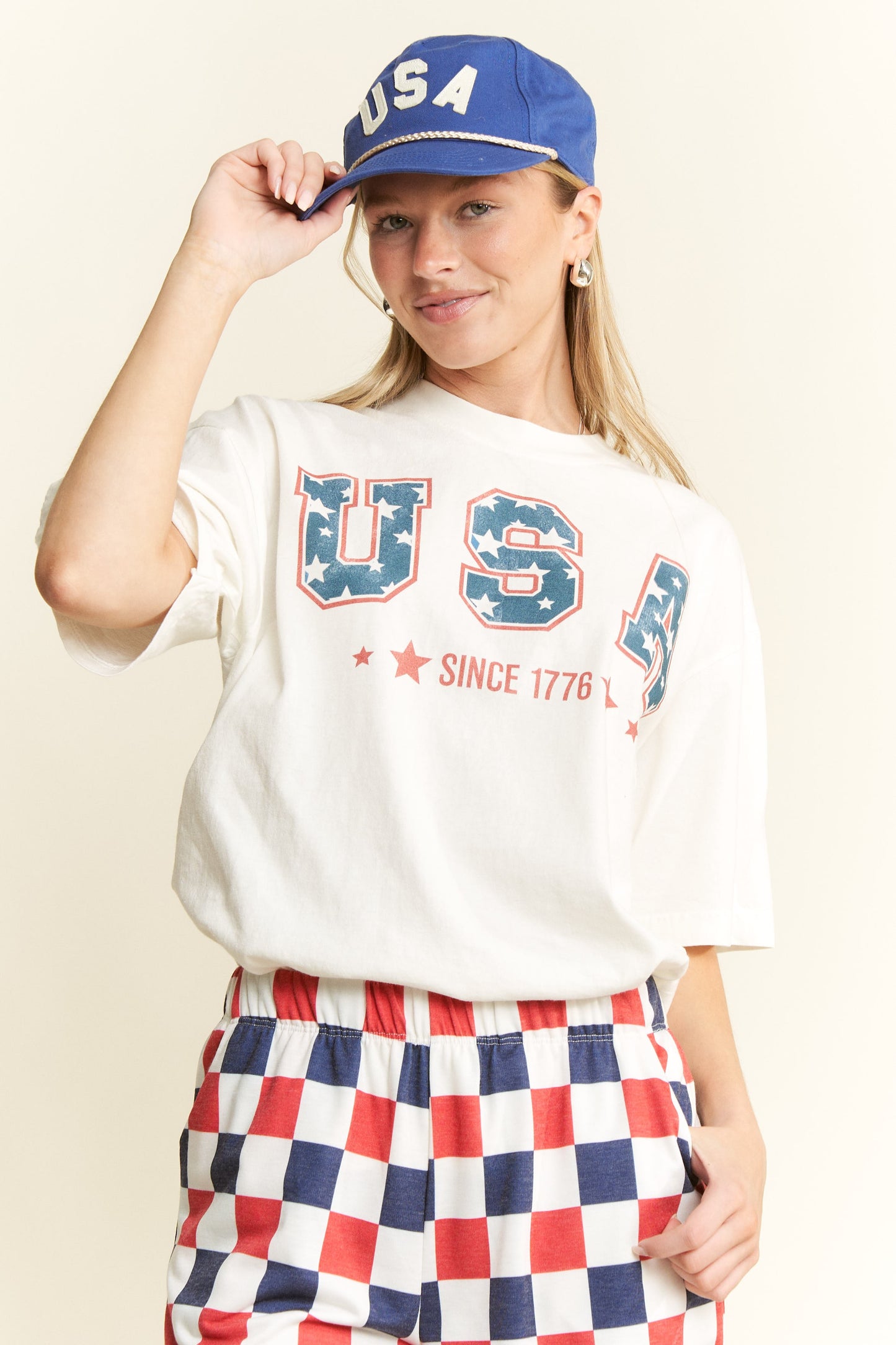 USA SINCE 1776 GRAHIC ROUND NECK SHORT SLEEVE T-SHIRT