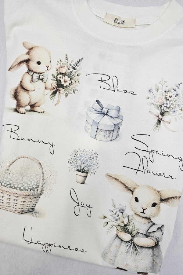 BUNNY GRAPHIC ROUND NECK SHORT SLEEVE T-SHIRT